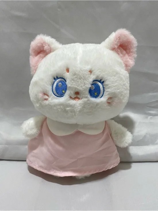 Kawaii White Cat Plush 9” Cute Soft Stuffed Animal Toy - Picture 2 of 3